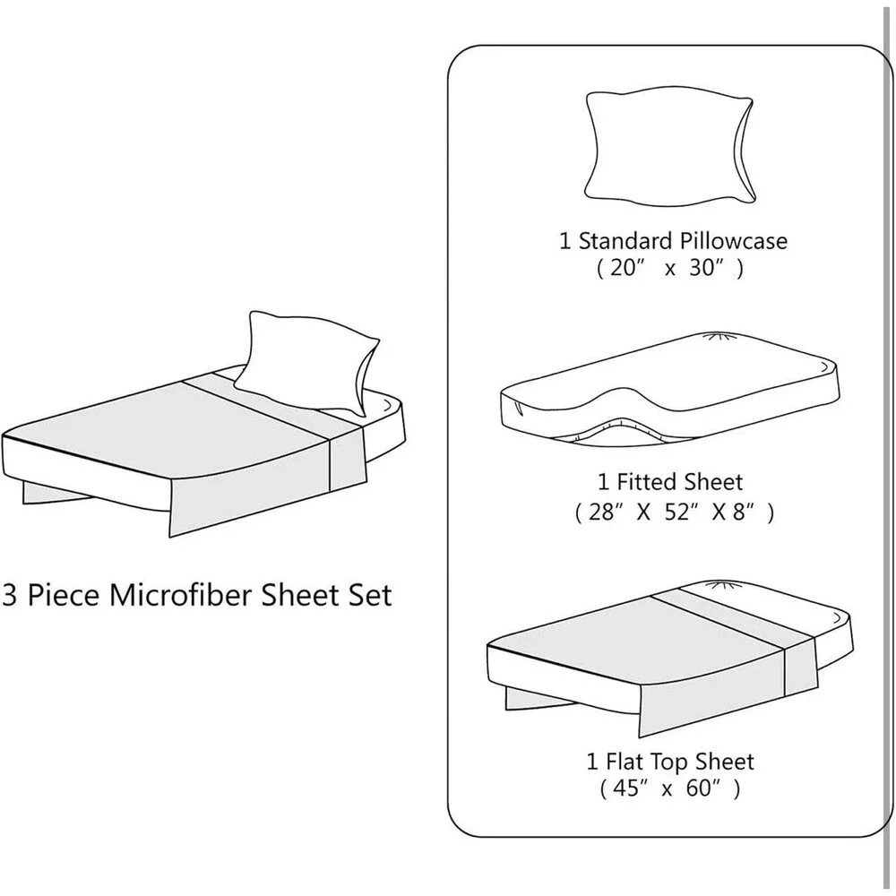 TILLYOU 3-Piece Brushed Microfiber Toddler Sheet Set